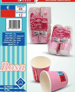 BICCHIERE CARTA CAFFE’ ROSA 50PZ 75ML