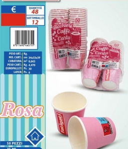 BICCHIERE CARTA CAFFE’ ROSA 50PZ 75ML