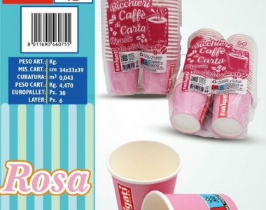 BICCHIERE CARTA CAFFE’ ROSA 50PZ 75ML