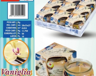 VASETTO VETRO C/CANDELA VANIGLIA